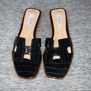 Steven By Steve Madden | Shoes | Steven New York Black Croc Hunnie  Sandalsslides 7 | Poshmark